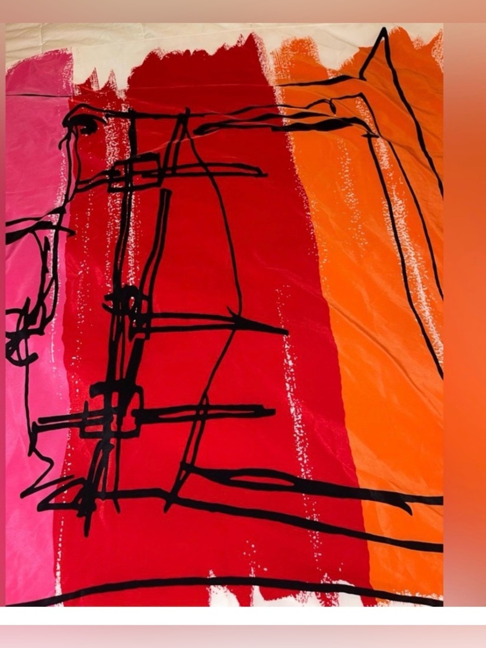 Vibrant Colorful Abstract Artistic Style Scarf - 34”x37”